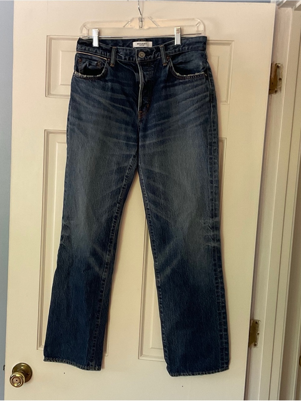 Moussy Vintage Straight Leg Jean Walnut Dark Blue Wash Size 26 Made In Japan